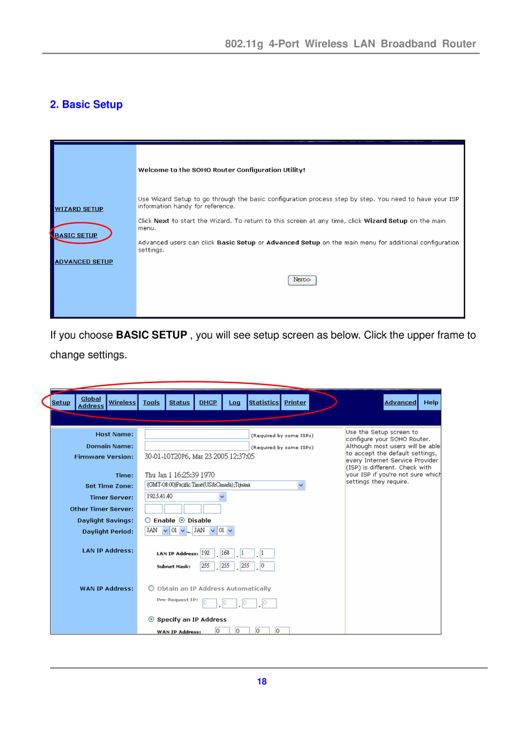 Canon 802.11g 54M WLAN user manual Basic Setup 