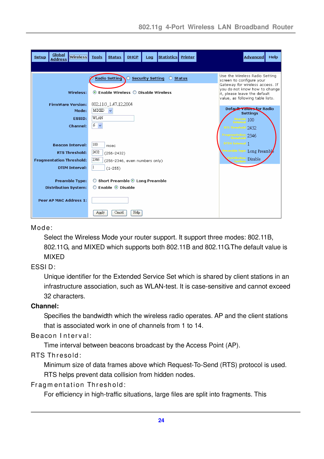 Canon 802.11g 54M WLAN user manual Mode, Channel 