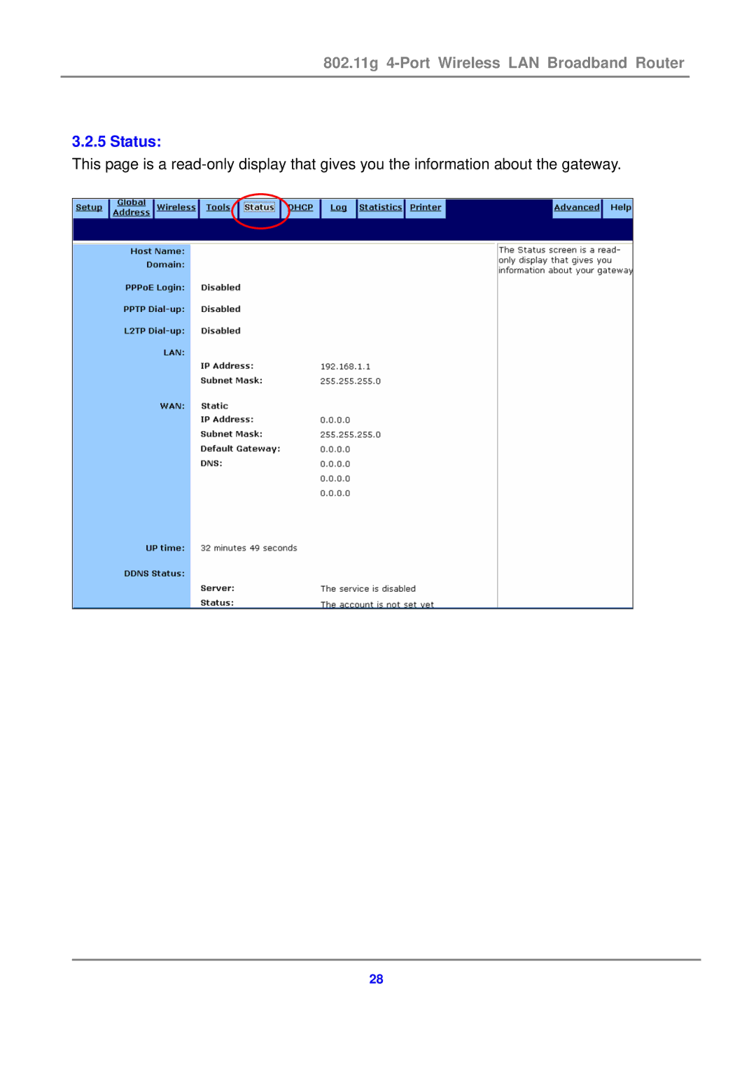 Canon 802.11g 54M WLAN user manual Status 