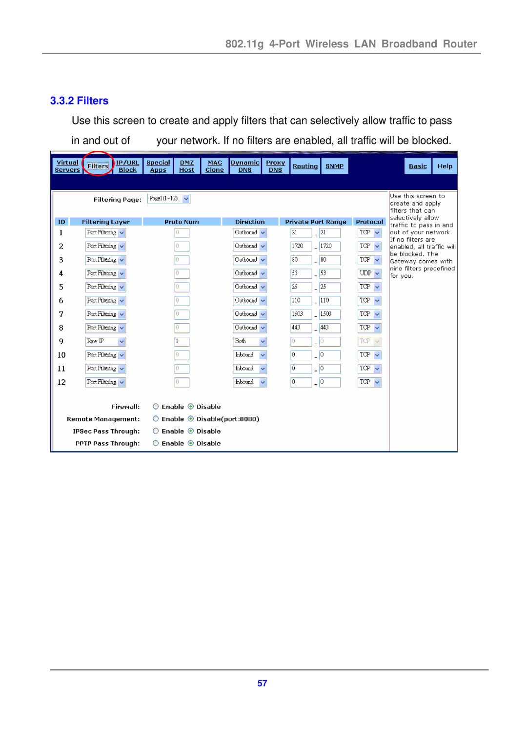 Canon 802.11g 54M WLAN user manual Filters 