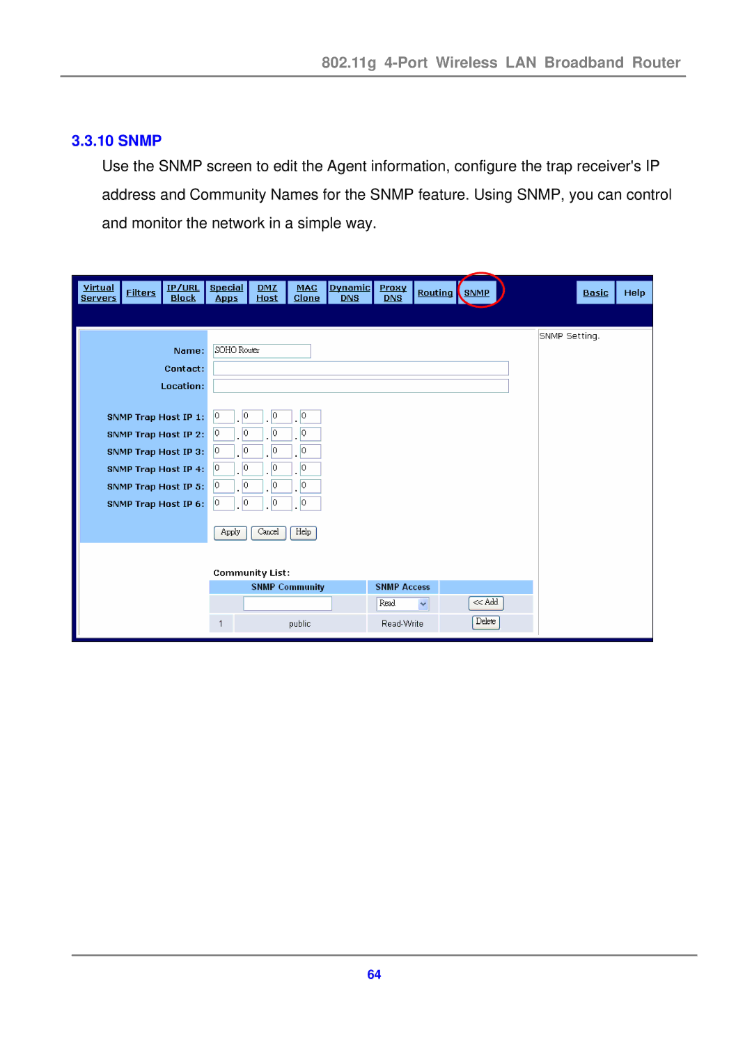 Canon 802.11g 54M WLAN user manual Snmp 