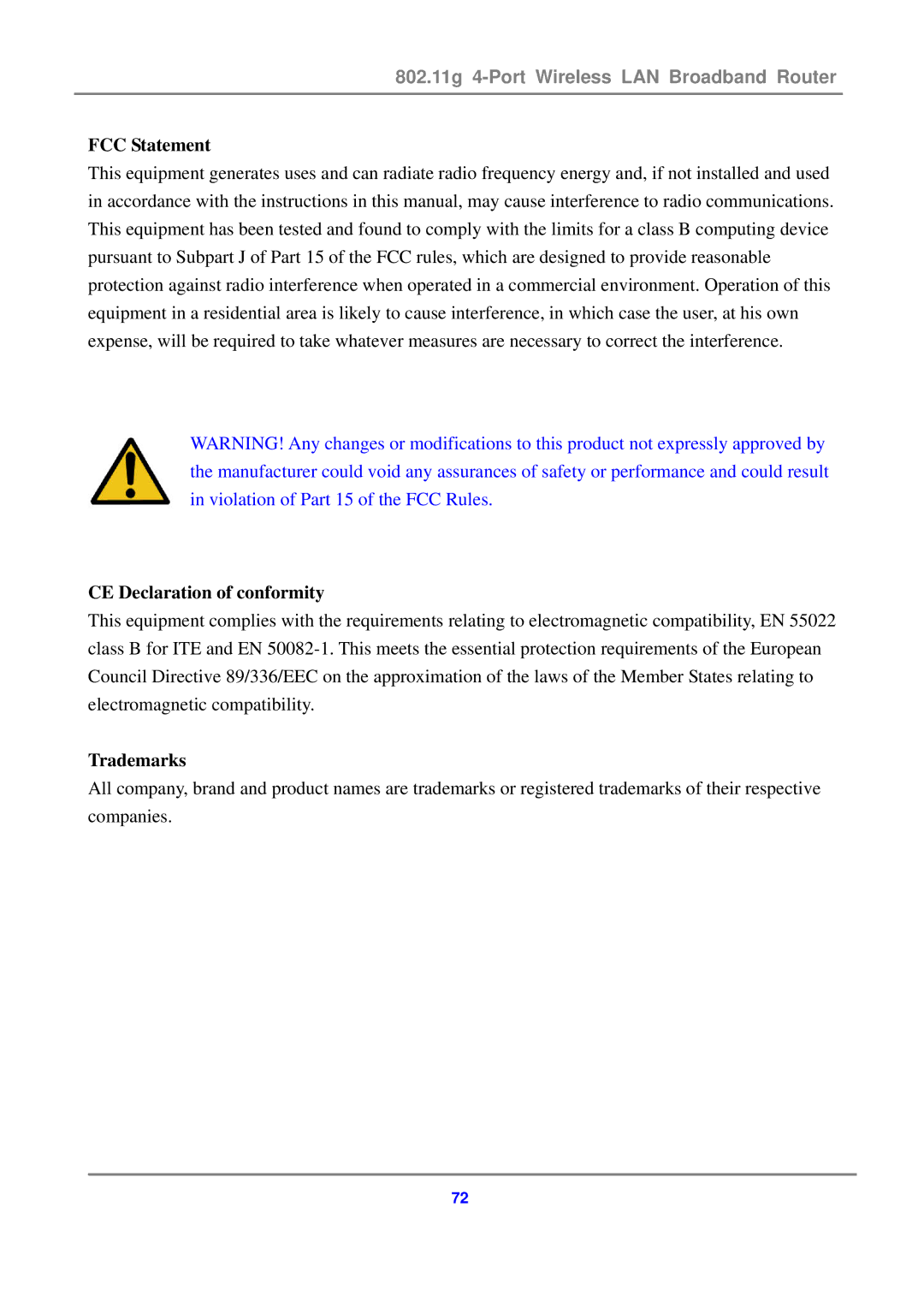 Canon 802.11g 54M WLAN user manual FCC Statement 