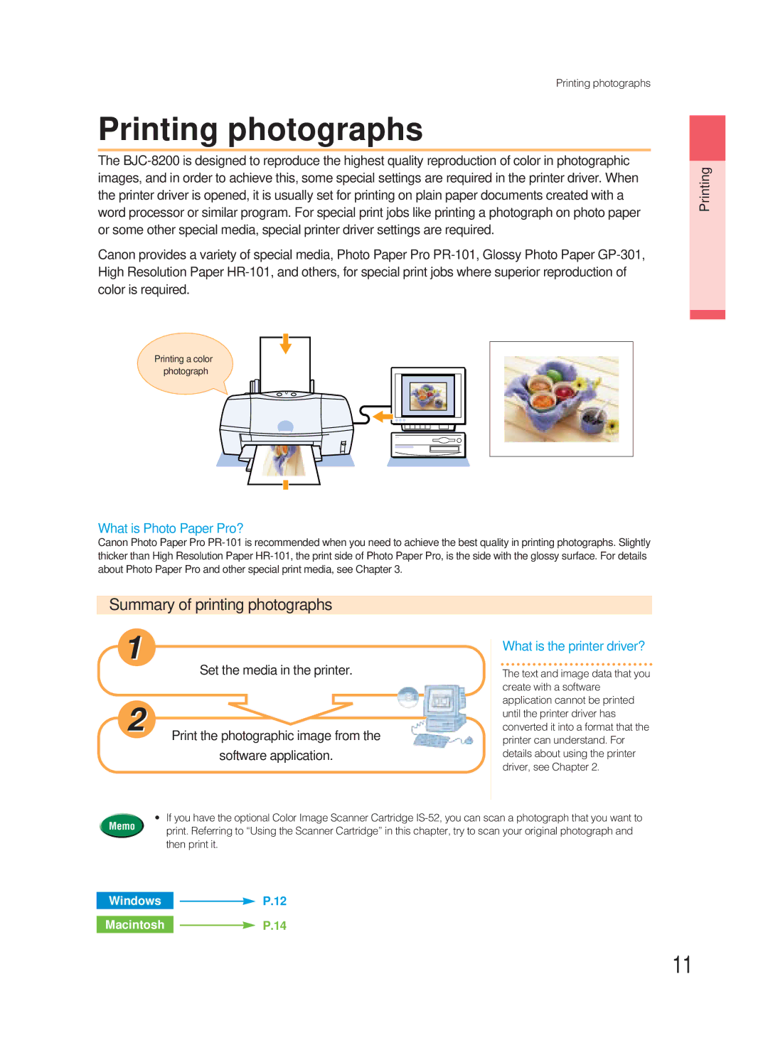 Canon 8200 manual Printing photographs, Summary of printing photographs 