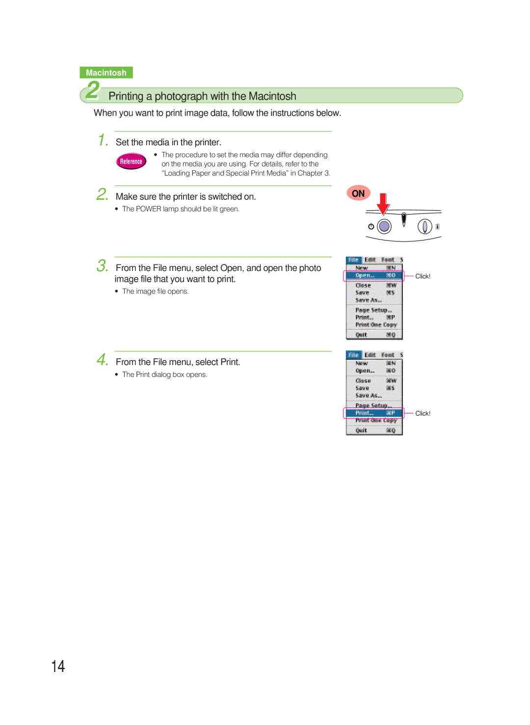 Canon 8200 manual Printing a photograph with the Macintosh, Make sure the printer is switched on 