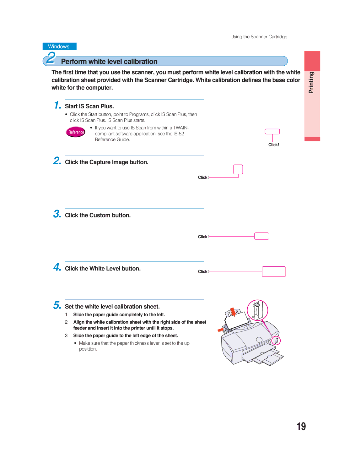 Canon 8200 manual Perform white level calibration, Set the white level calibration sheet 