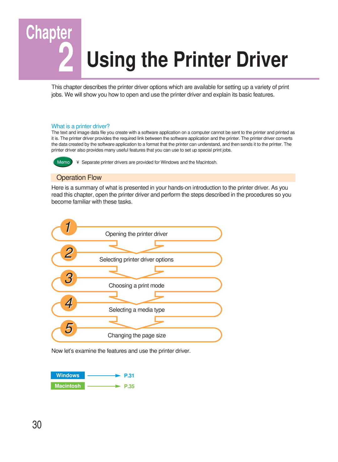 Canon 8200 manual Using the Printer Driver, Operation Flow 