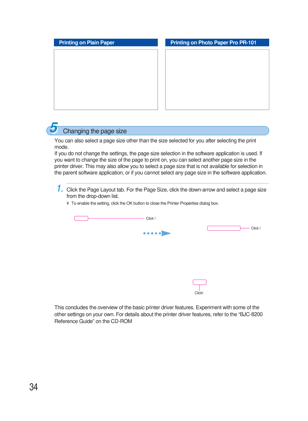 Canon 8200 manual Changing the page size 