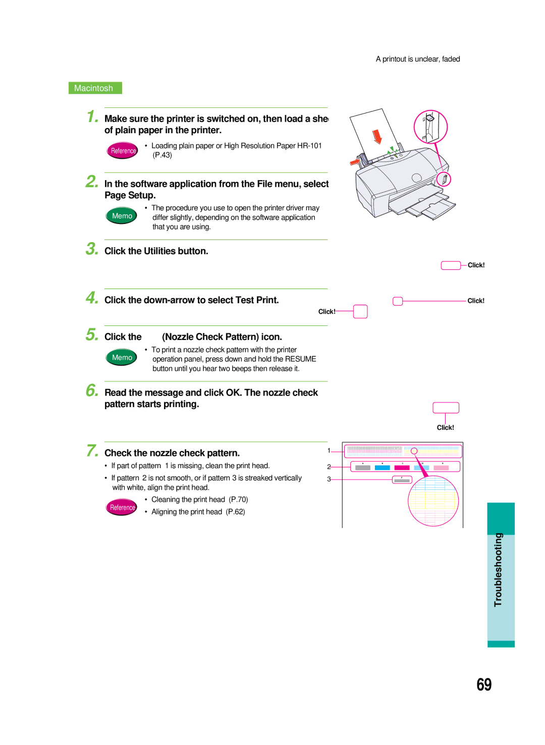 Canon 8200 manual Software application from the File menu, select Page Setup, Click the down-arrow to select Test Print 