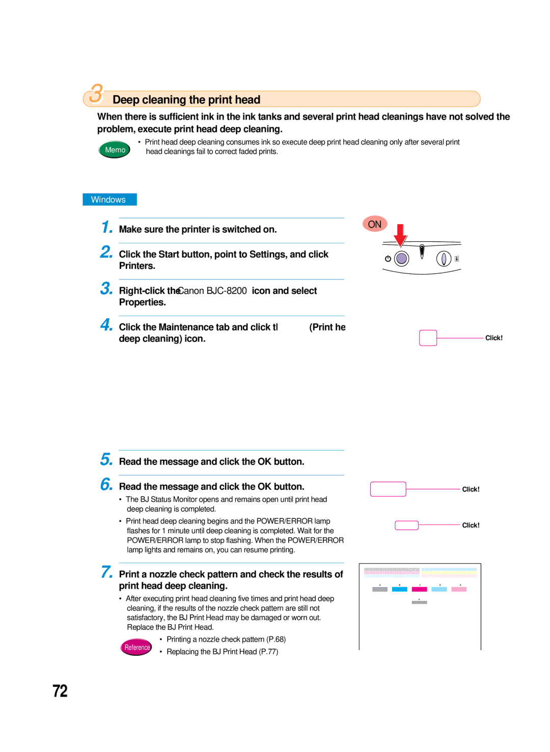 Canon 8200 manual Deep cleaning the print head 