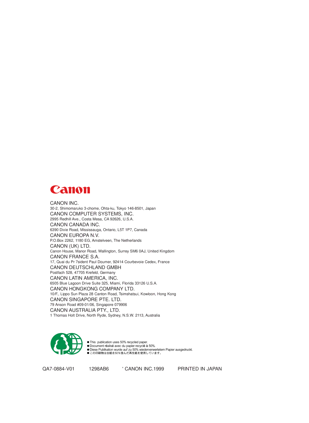 Canon 8200 manual Canon INC 