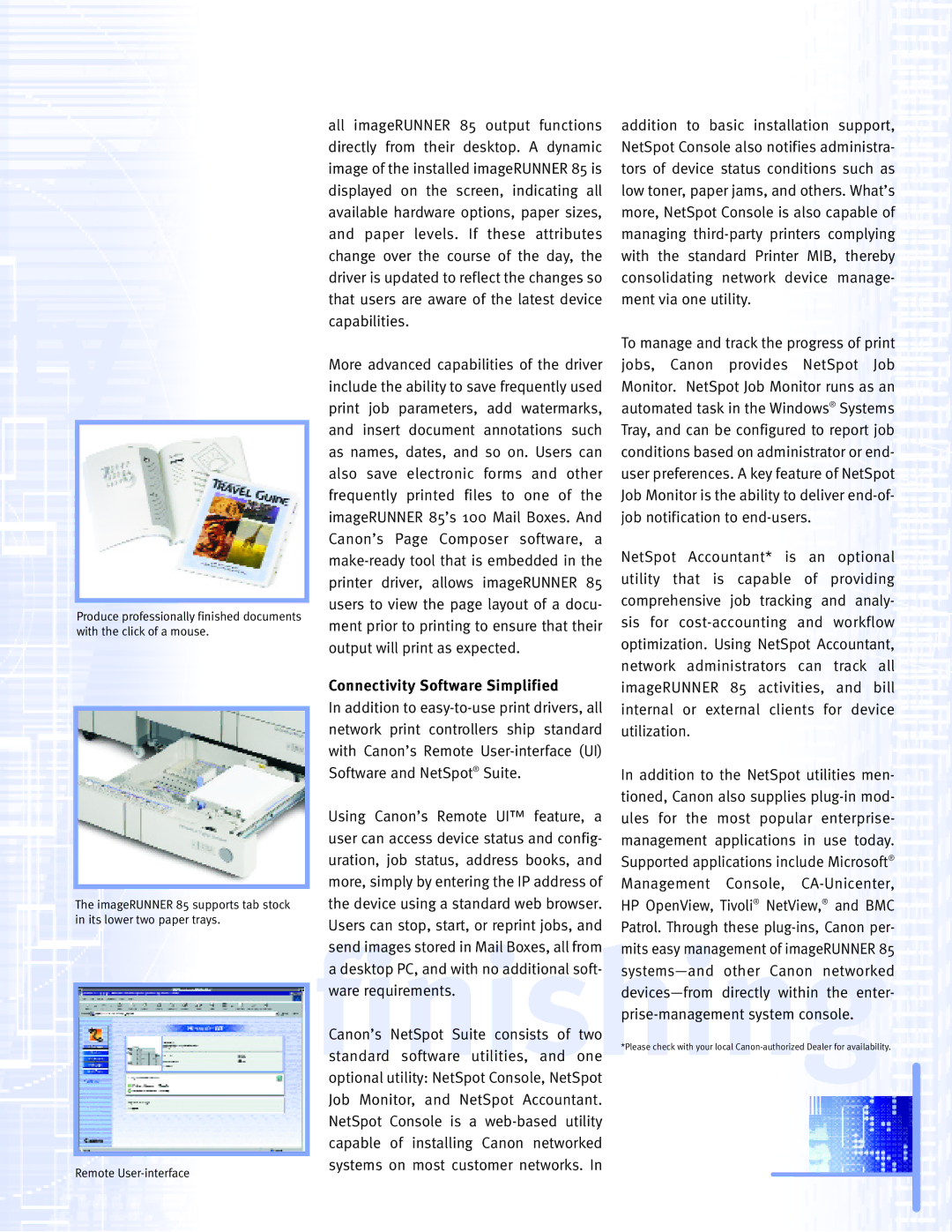 Canon 85 manual Connectivity Software Simplified 