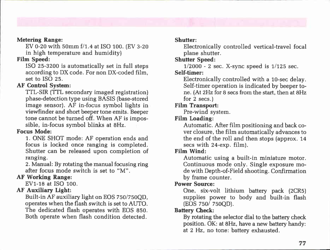 Canon 850, 750QD manual 