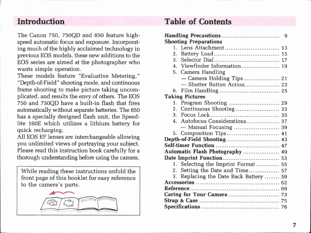 Canon 850, 750QD manual 