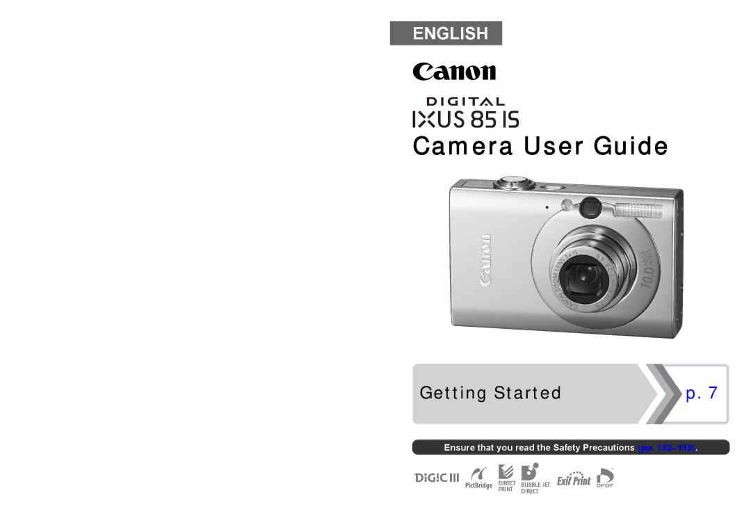 Canon 85IS manual Camera User Guide 