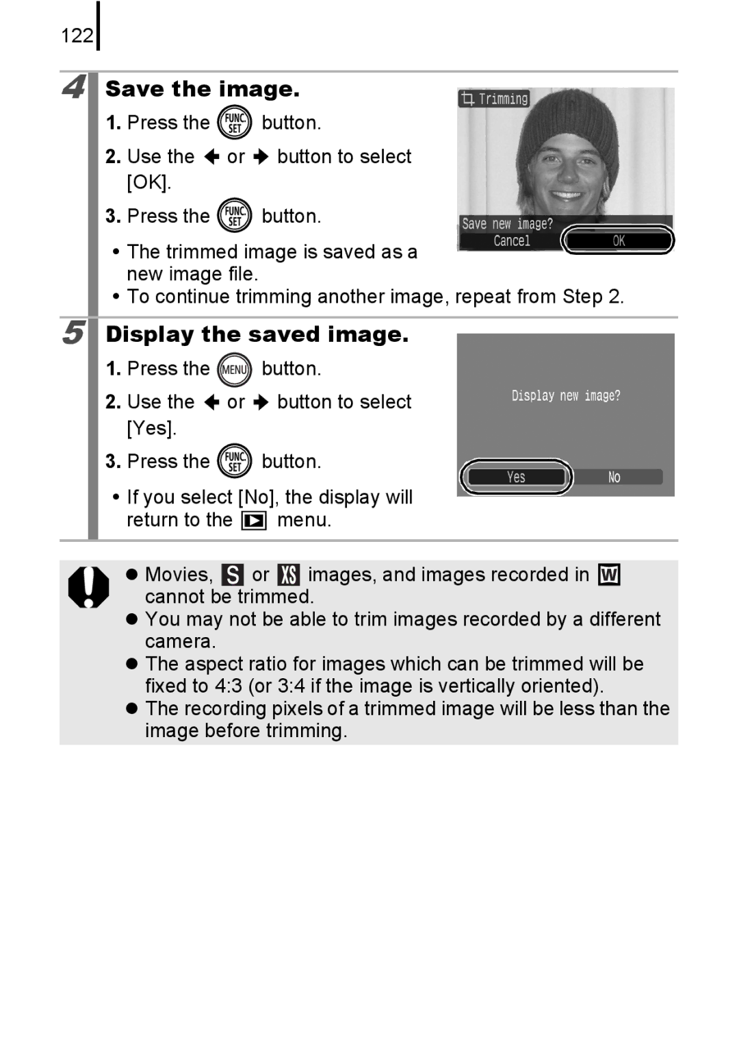 Canon 85IS manual Save the image, Display the saved image, 122 