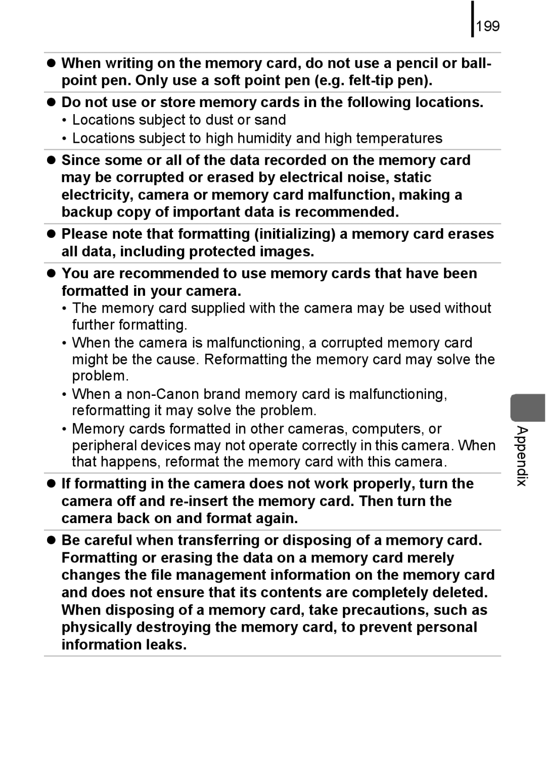 Canon 85IS manual 199, Appendix 