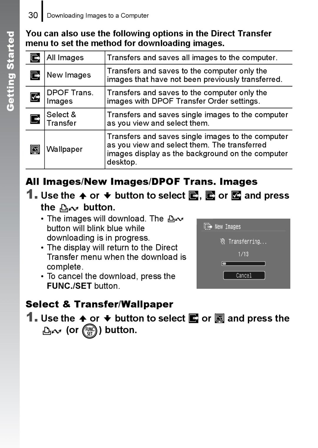 Canon 85IS manual Transfer As you view and select them 