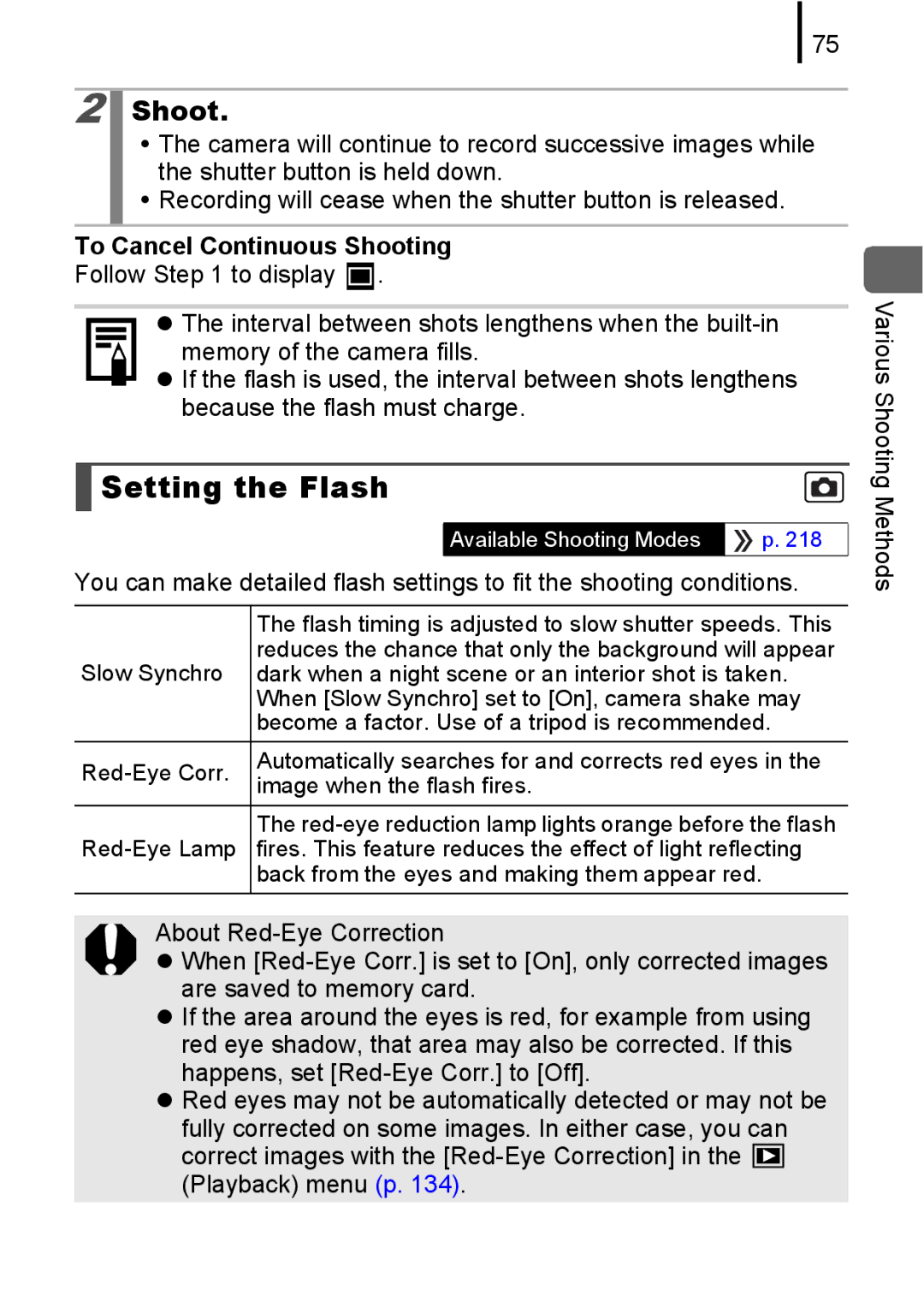 Canon 85IS manual Setting the Flash, To Cancel Continuous Shooting 