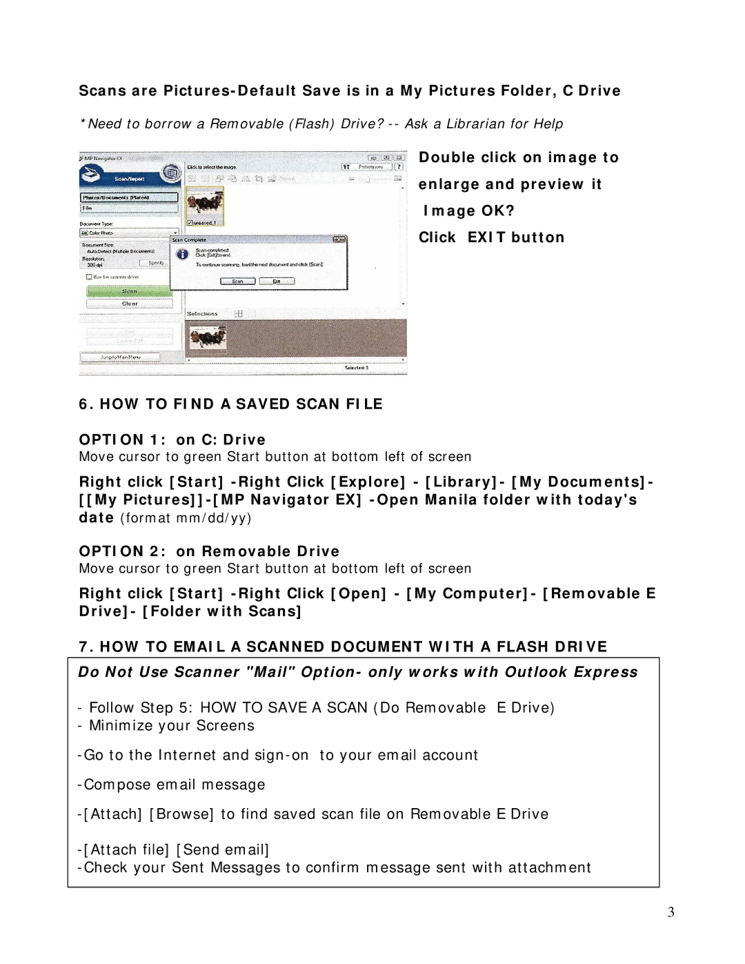 Canon 8800 brochure HOW to Find a Saved Scan File, Option 1 on C Drive, HOW to Email a Scanned Document with a Flash Drive 