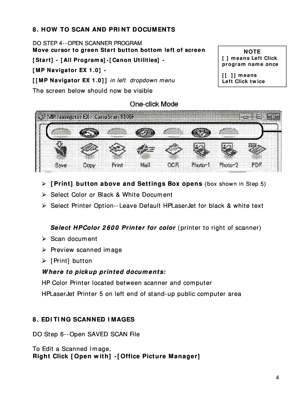 Canon 8800 brochure How To Scan And Print Documents,  Print button above and Settings Box opens box shown in Step 