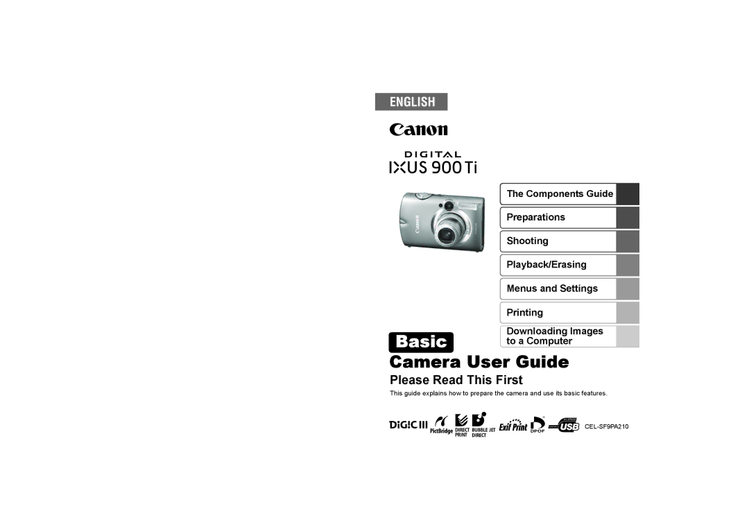 Canon 900 TI manual Camera User Guide 