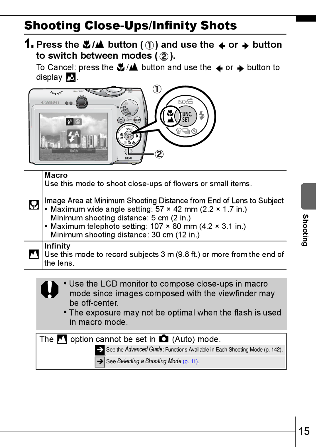 Canon 900 TI manual Shooting Close-Ups/Infinity Shots, Macro 