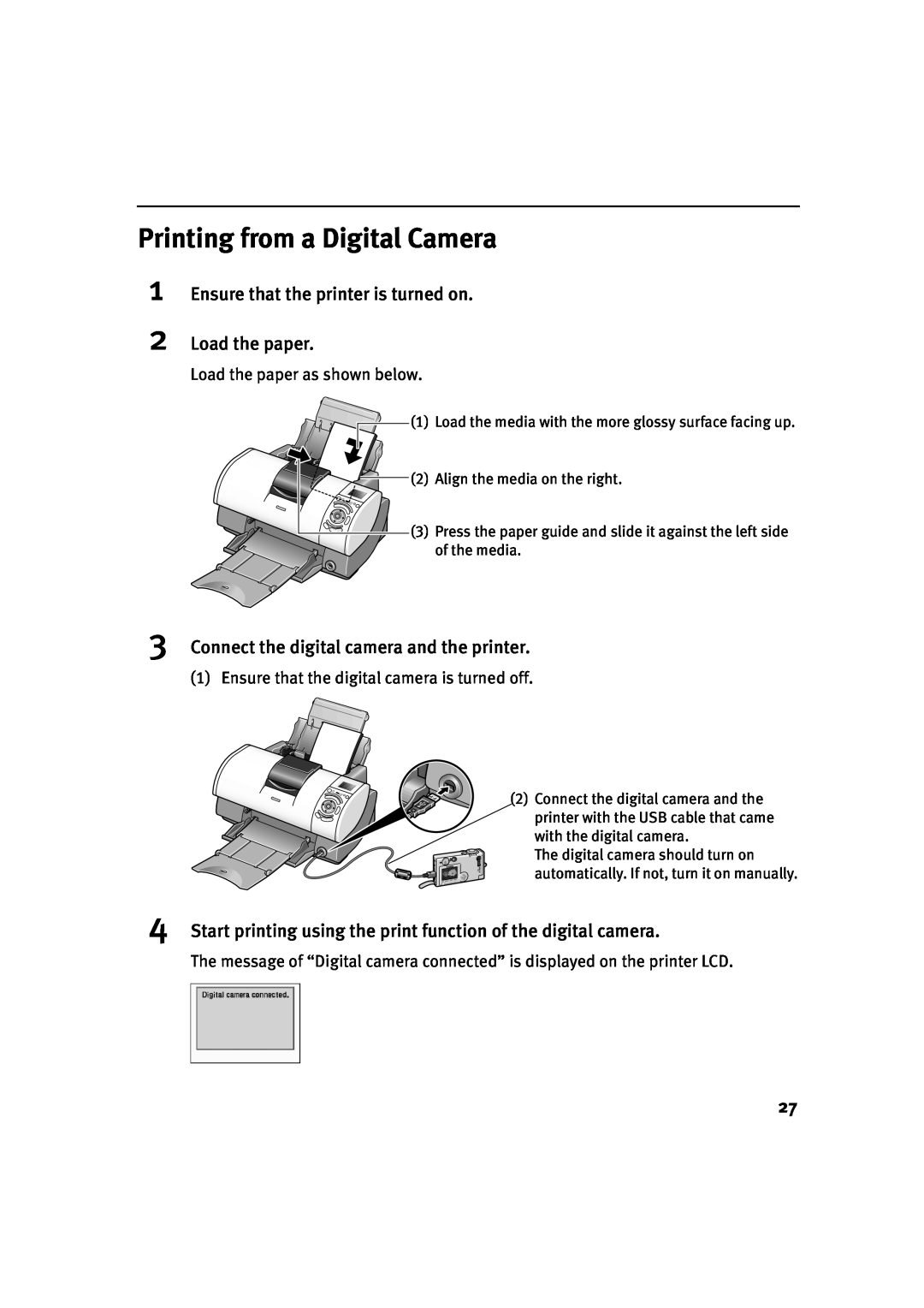 Canon 900D manual Printing from a Digital Camera, Ensure that the printer is turned on Load the paper 