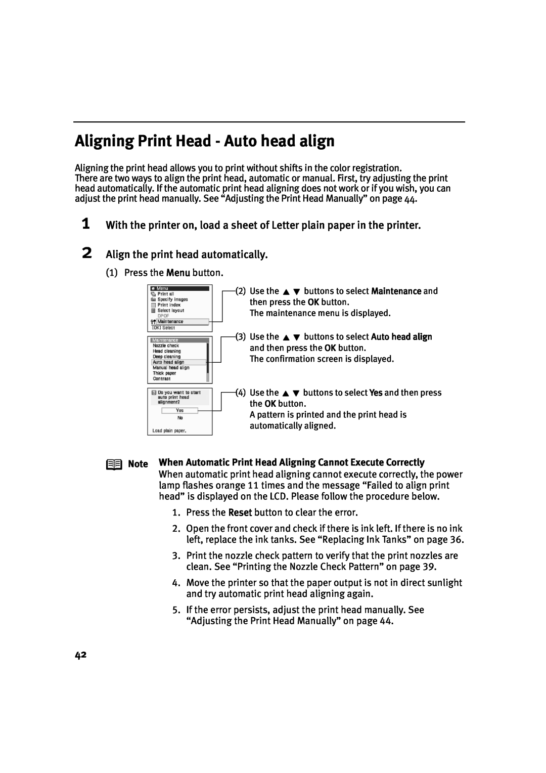 Canon 900D manual Aligning Print Head - Auto head align, Align the print head automatically 