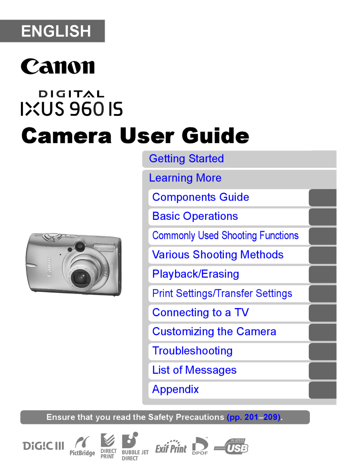 Canon 960 IS appendix Camera User Guide 