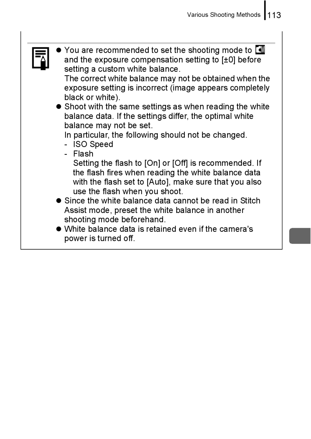 Canon 960 IS appendix Various Shooting Methods 