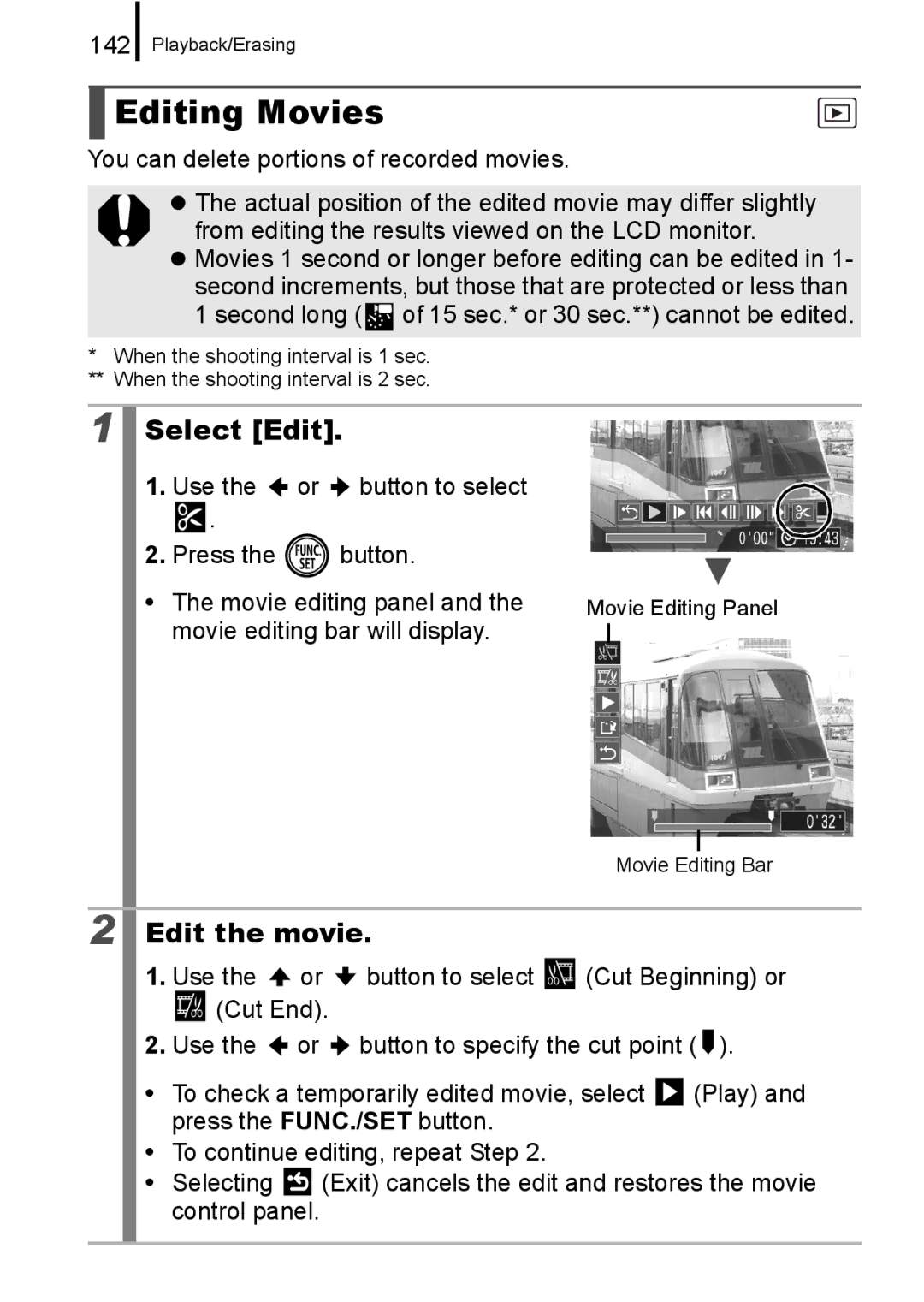 Canon 960 IS appendix Editing Movies, Select Edit, Edit the movie 