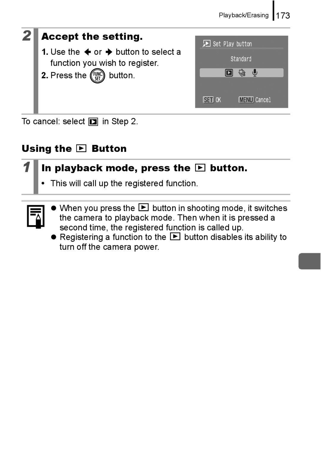 Canon 960 IS appendix Using the Button Playback mode, press the button, 173 