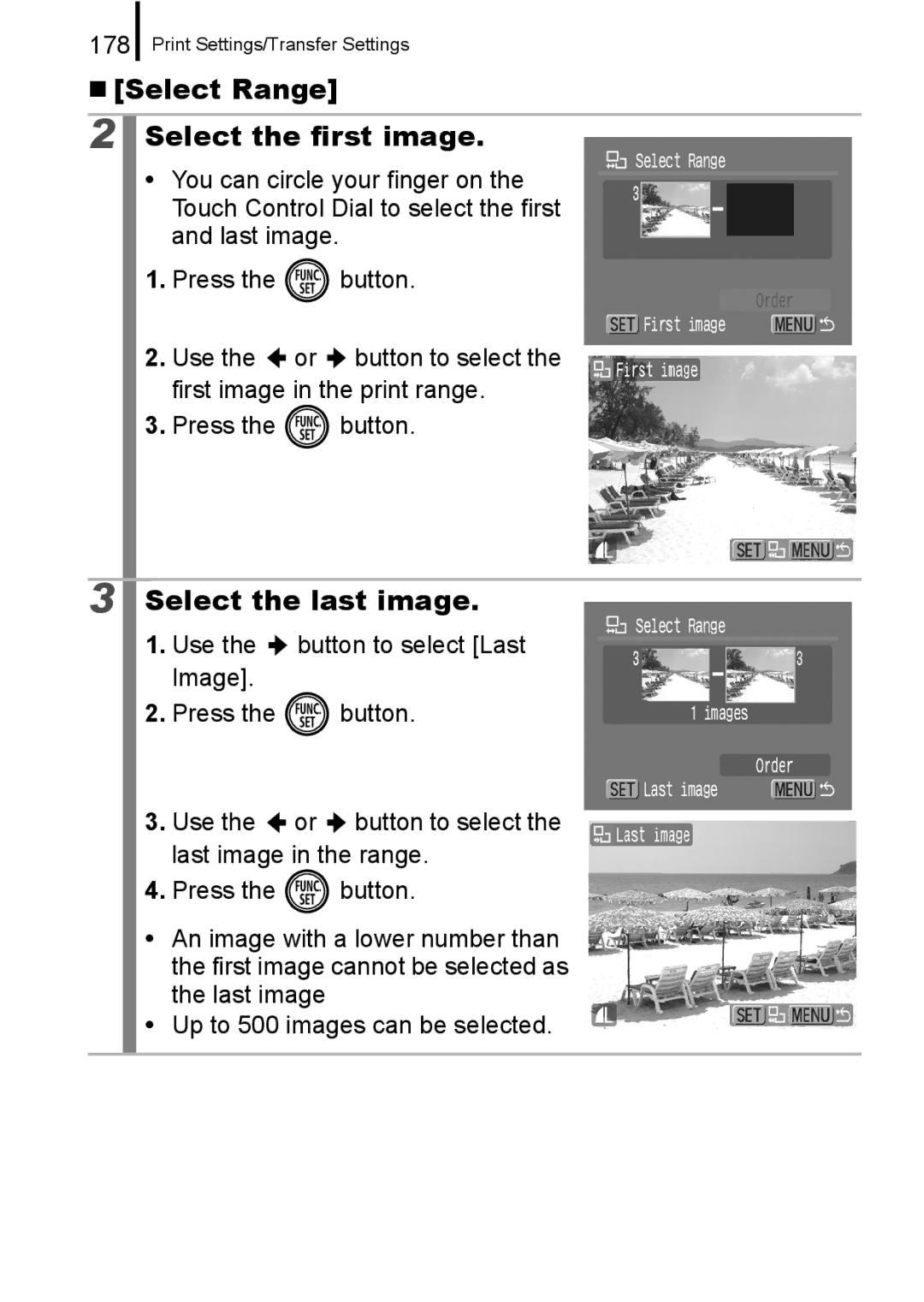 Canon 960 IS appendix „ Select Range Select the first image, 178 