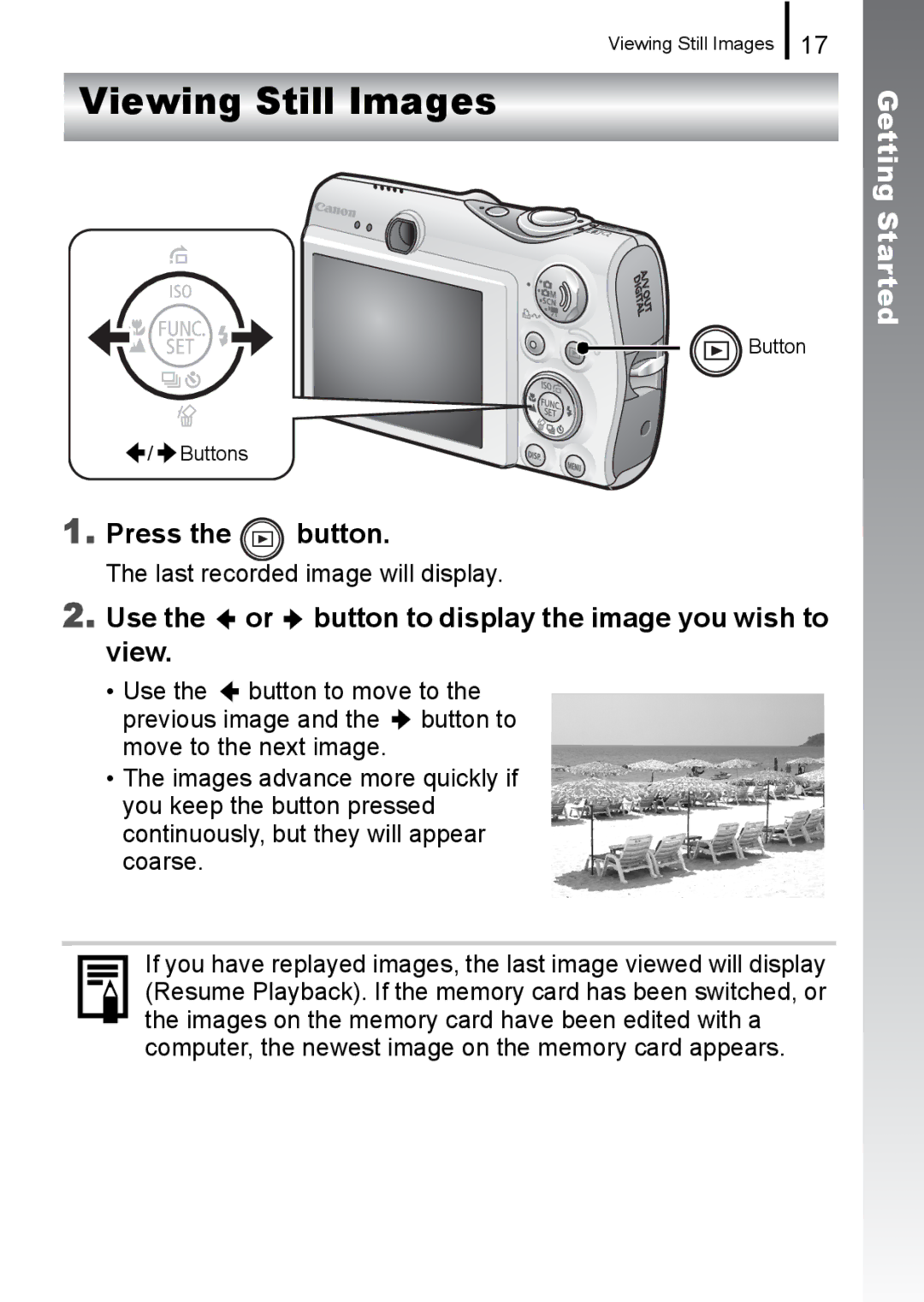 Canon 960 IS appendix Viewing Still Images, Use the or button to display the image you wish to view 