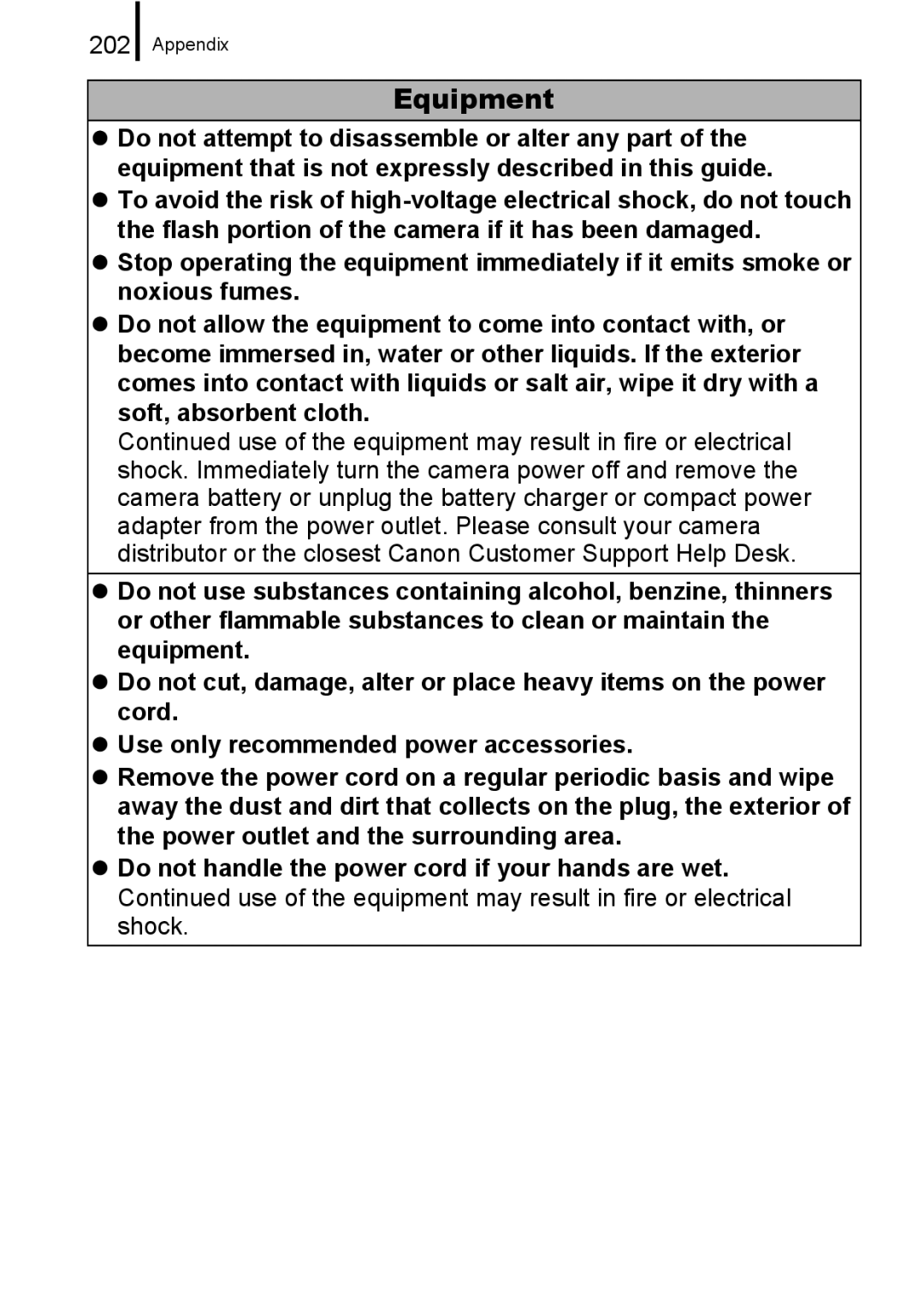 Canon 960 IS appendix 202 