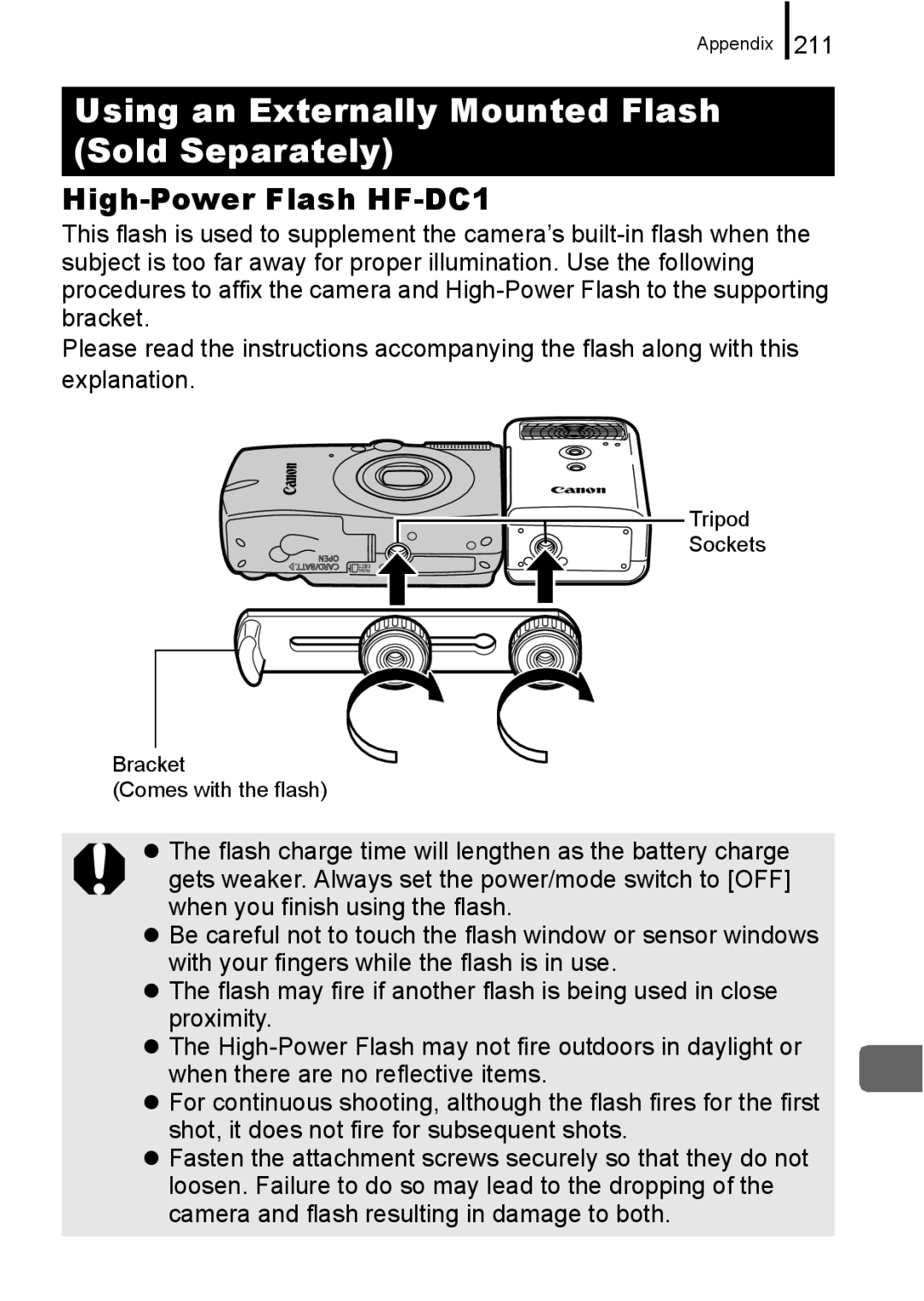 Canon 960 IS appendix High-Power Flash HF-DC1, 211 