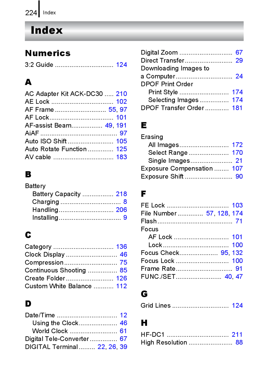 Canon 960 IS appendix Index, Numerics 