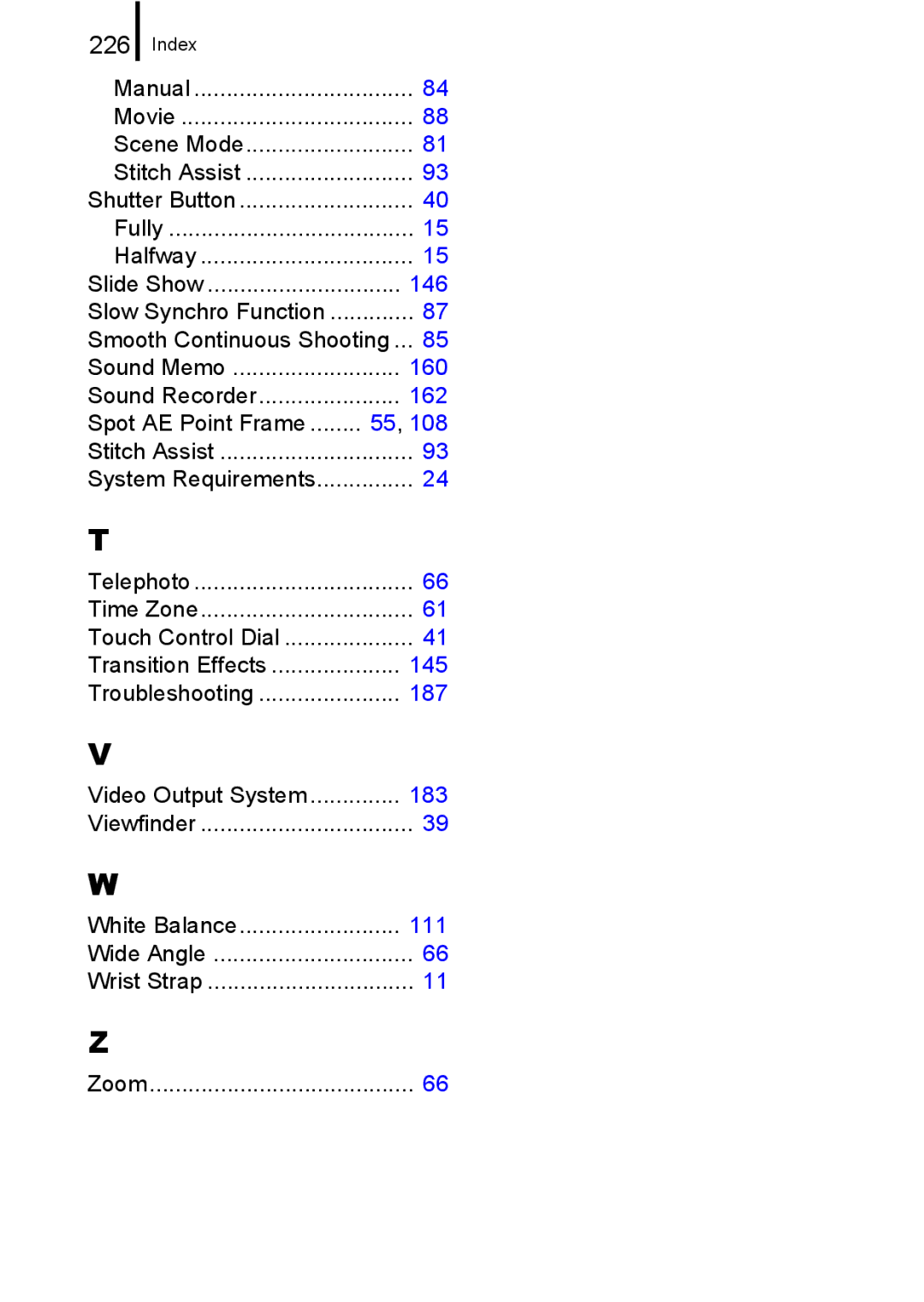 Canon 960 IS appendix 226, 162 