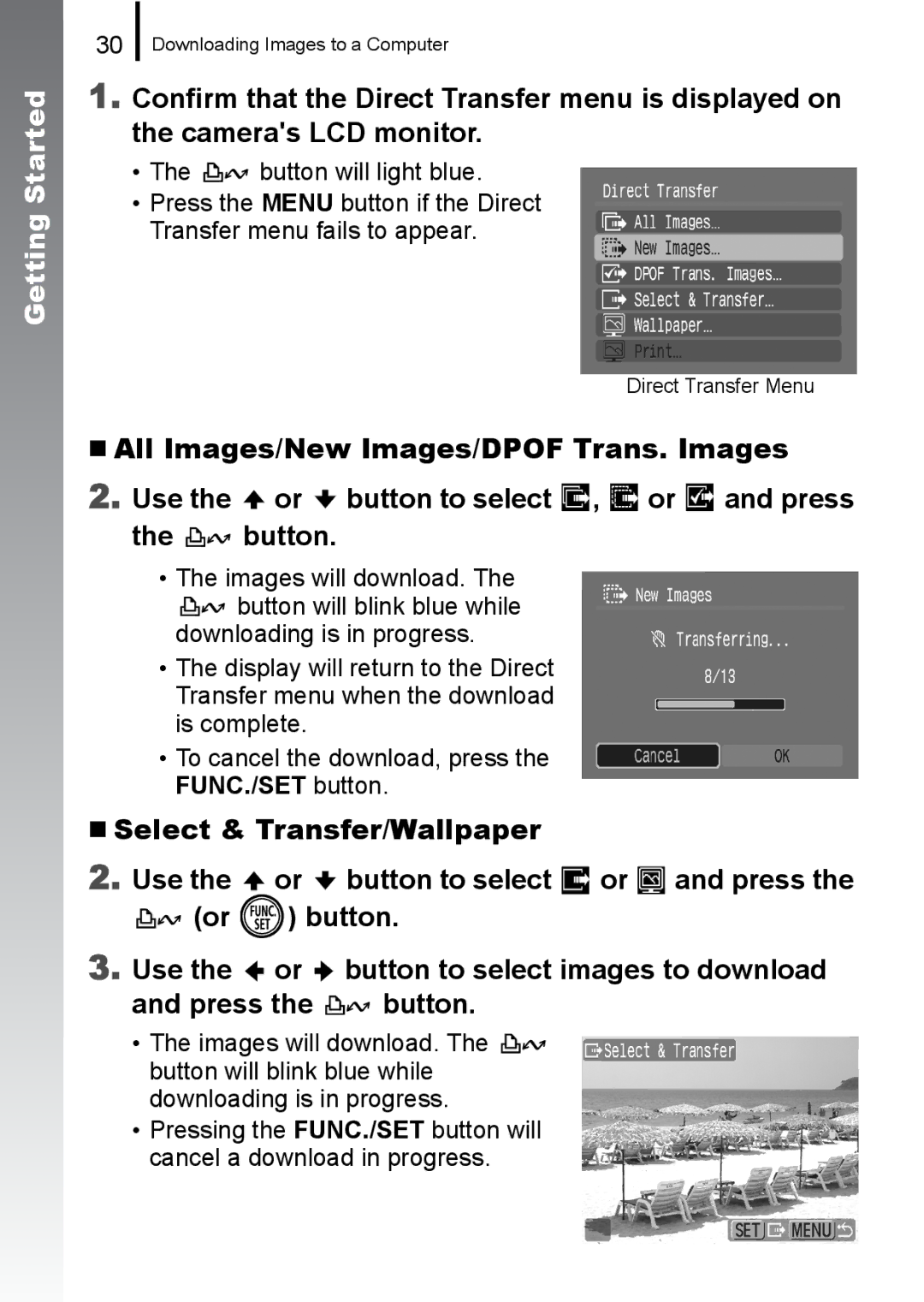 Canon 960 IS appendix Direct Transfer Menu 