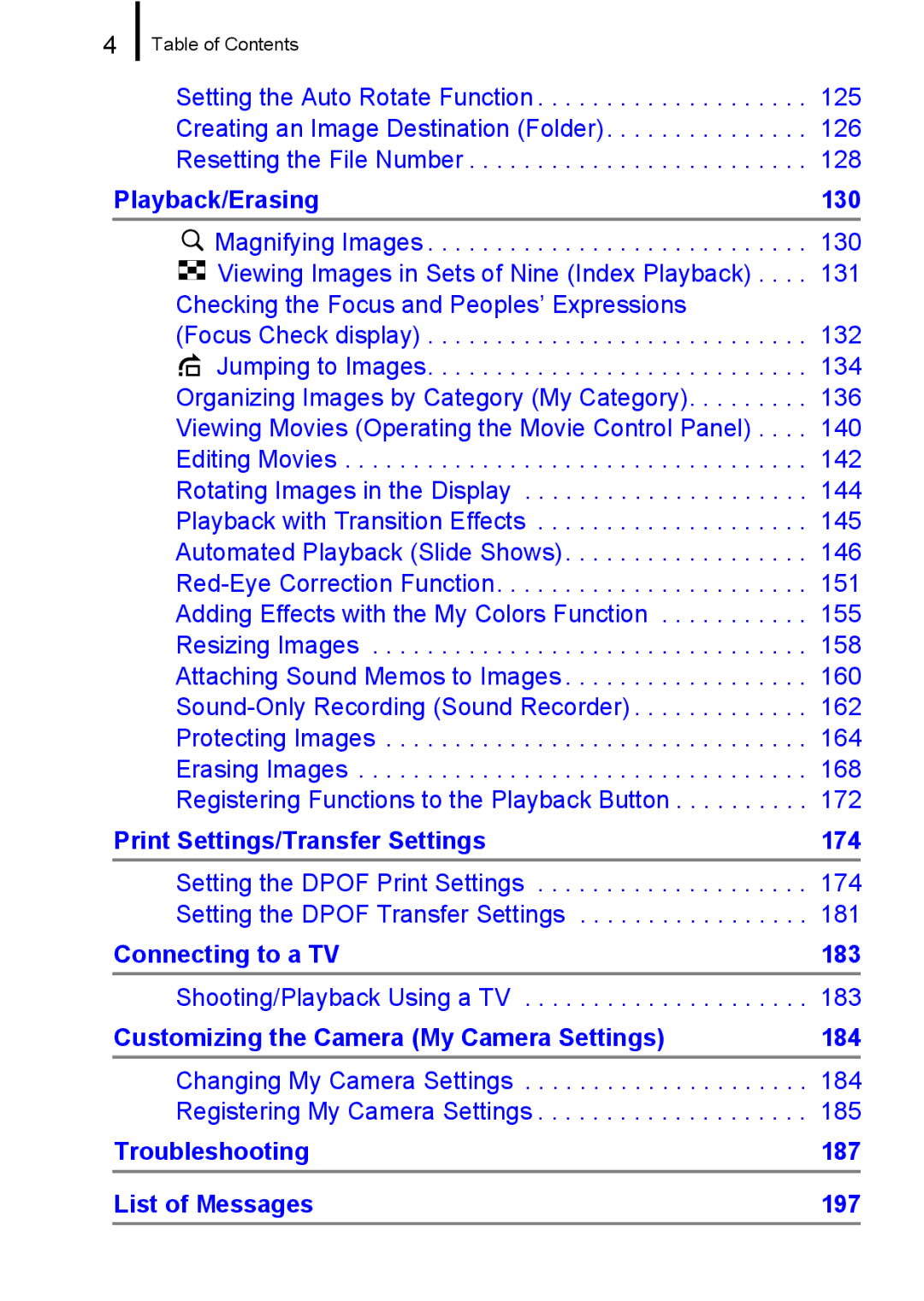 Canon 960 IS appendix Playback/Erasing 130 