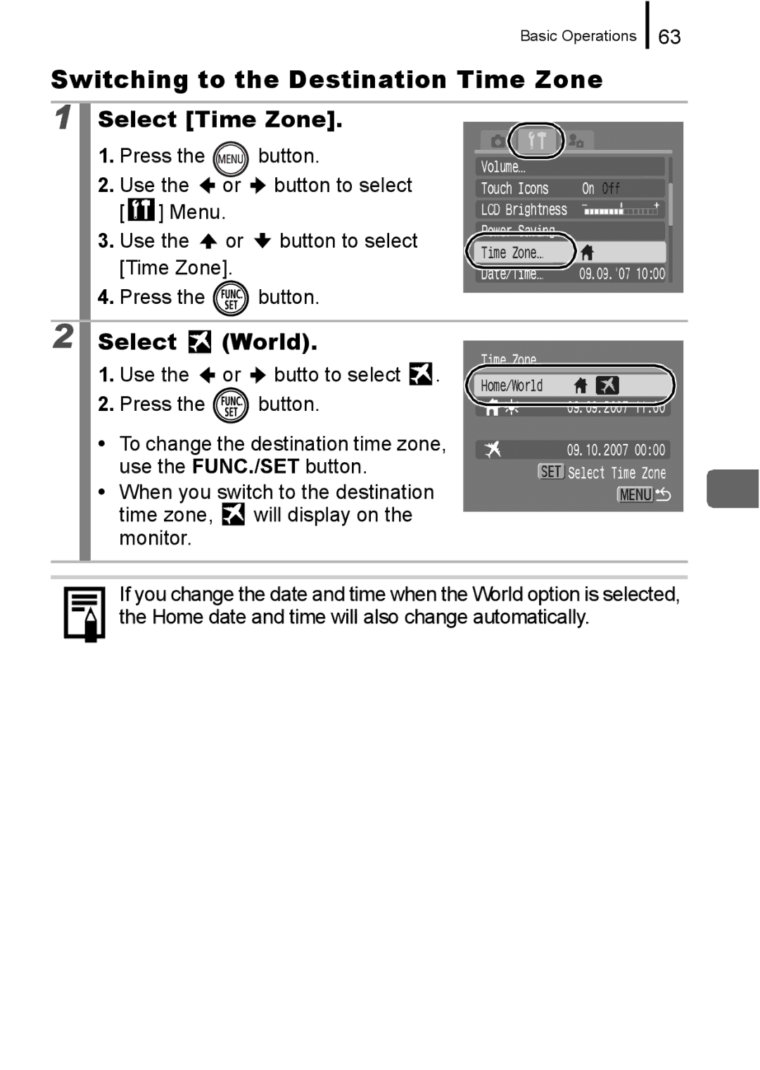 Canon 960 IS appendix Switching to the Destination Time Zone 