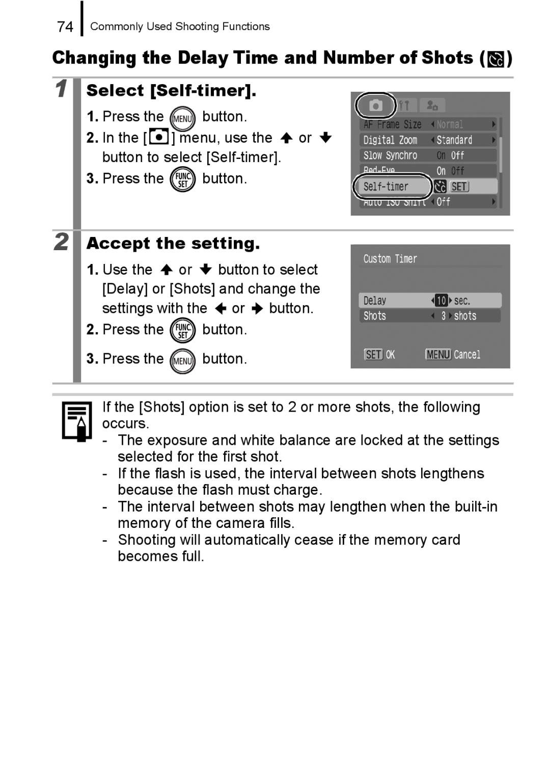 Canon 960 IS appendix Accept the setting 