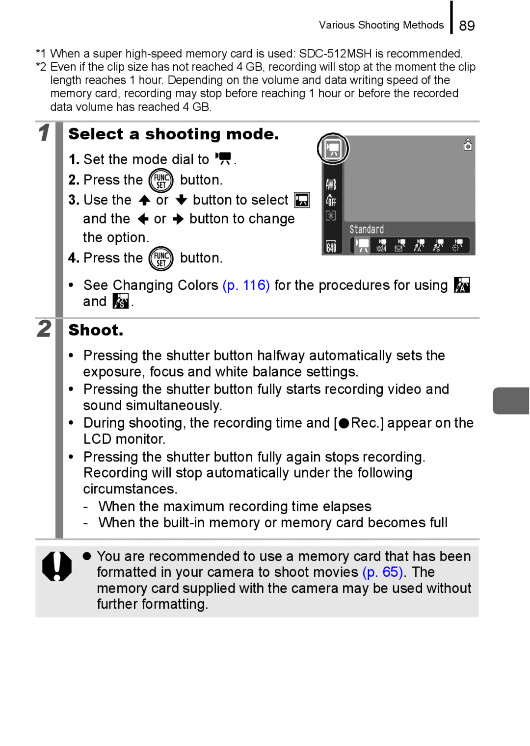 Canon 960 IS appendix Select a shooting mode 