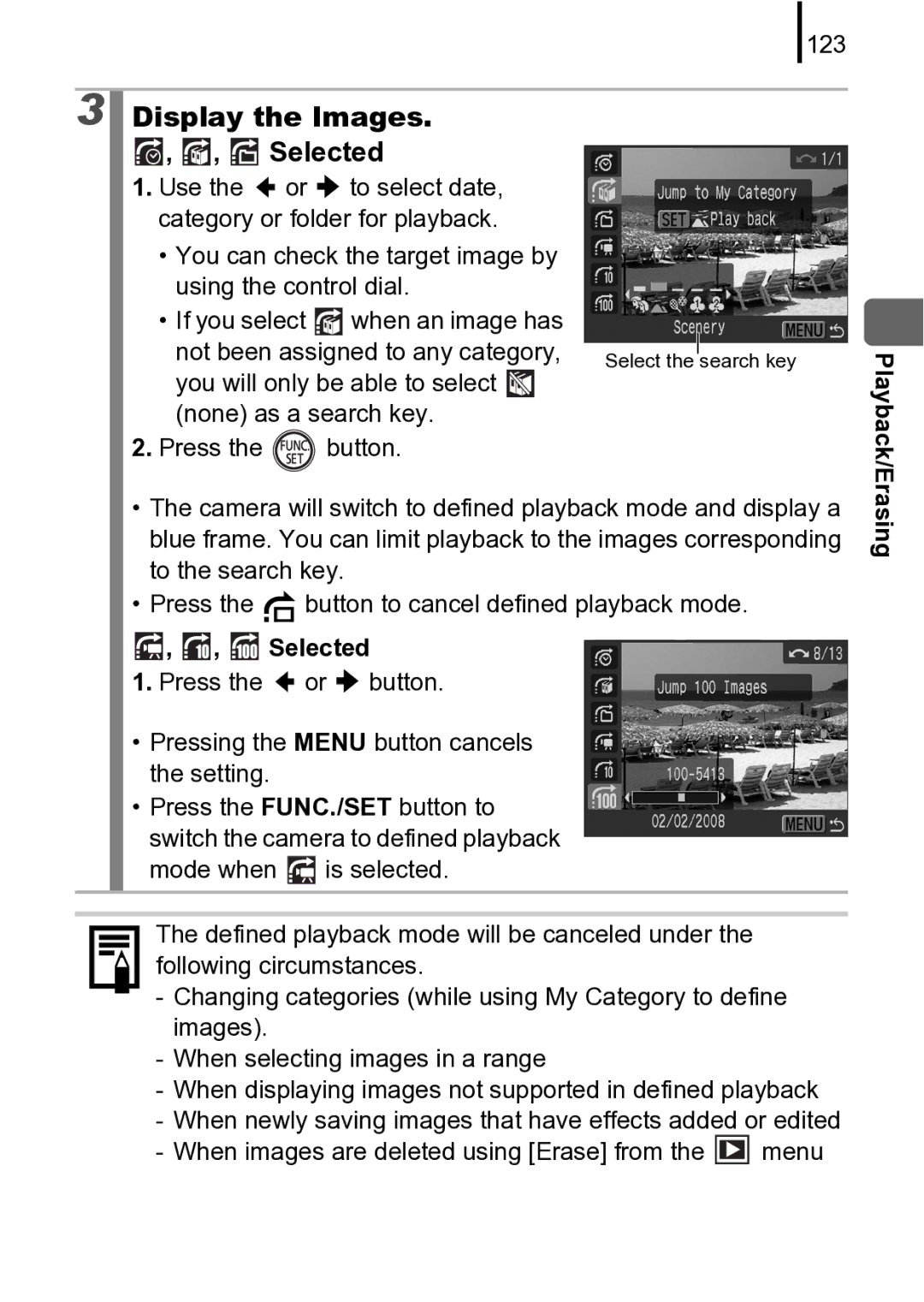 Canon 970 IS manual Display the Images Selected, 123 