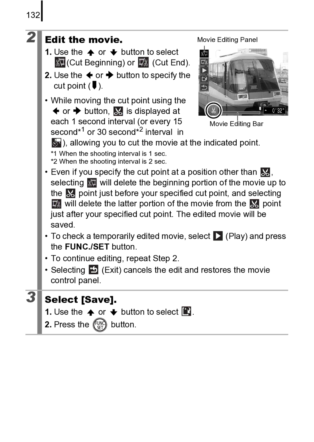 Canon 970 IS manual Edit the movie, Select Save, 132 