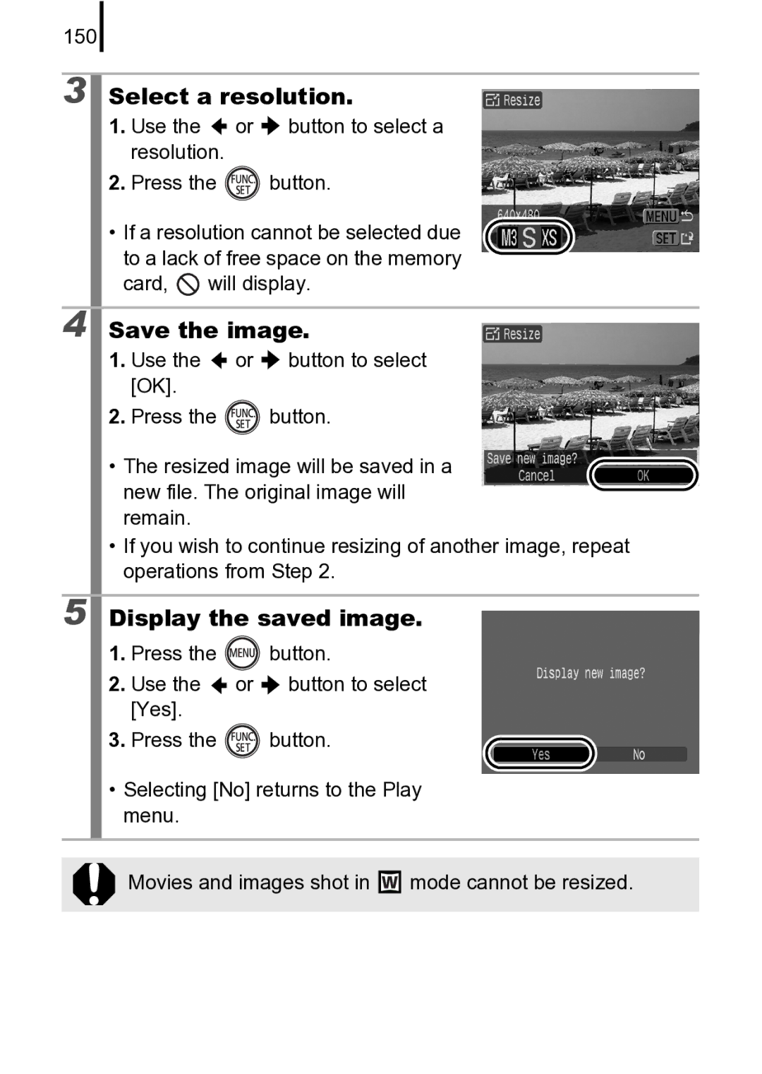 Canon 970 IS manual Select a resolution, 150 