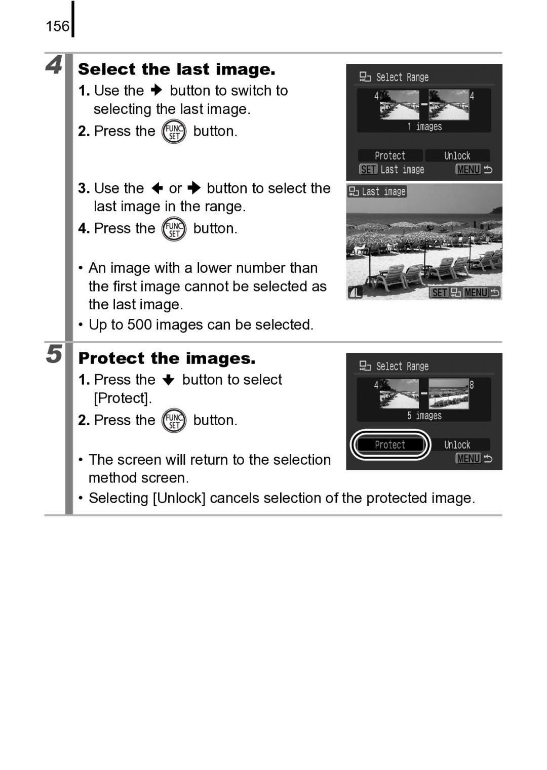 Canon 970 IS manual Protect the images, 156 