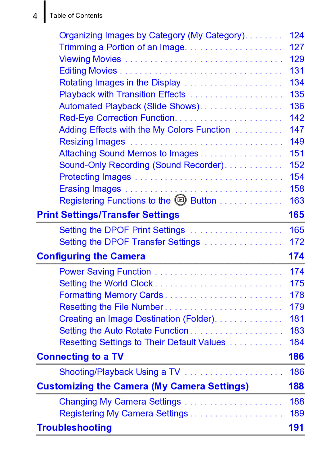 Canon 970 IS manual Table of Contents 