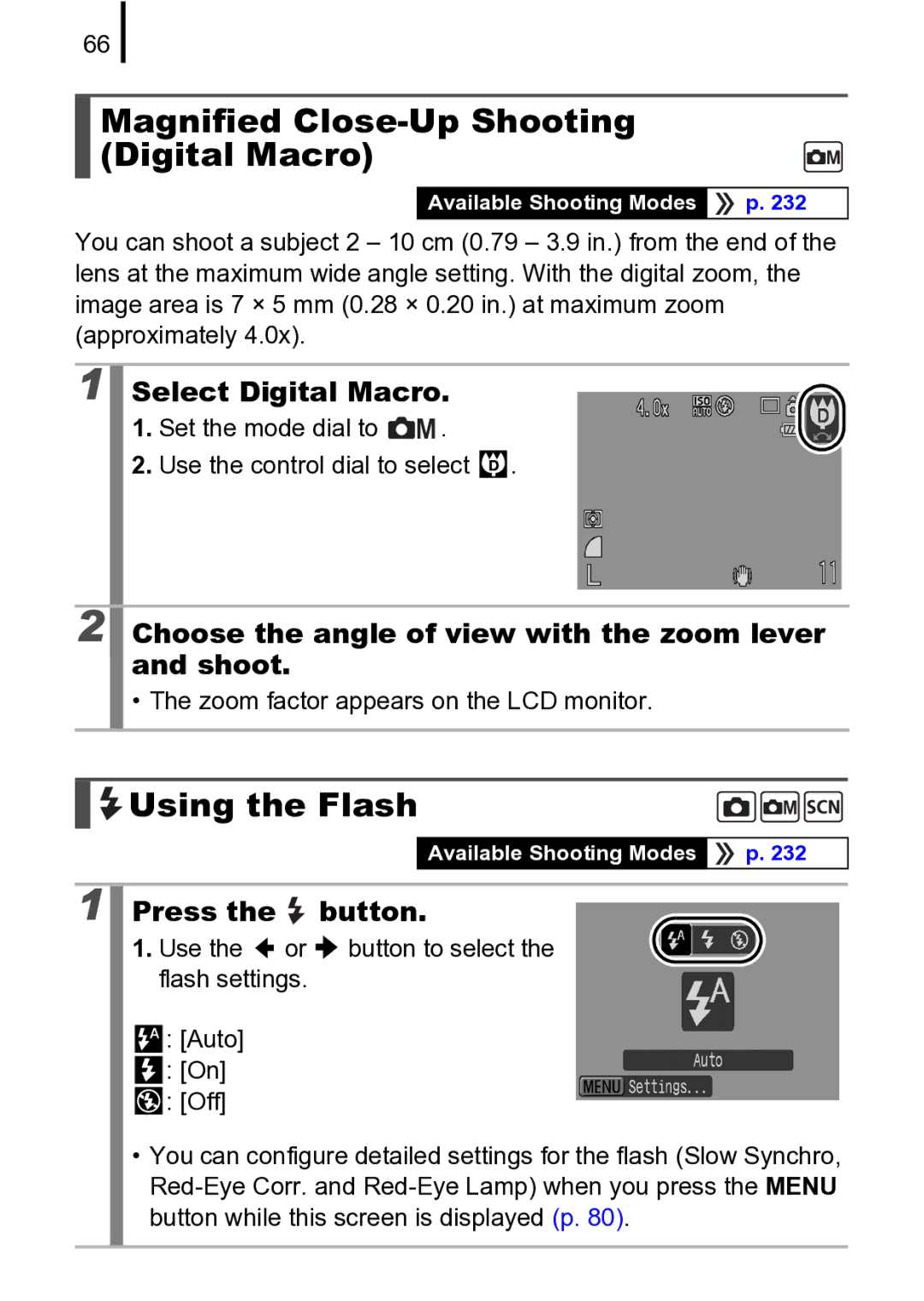 Canon 970 IS manual Magnified Close-Up Shooting Digital Macro, Using the Flash, Select Digital Macro 