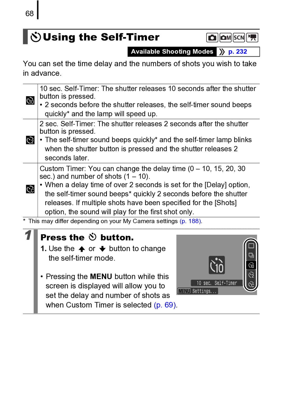 Canon 970 IS manual Using the Self-Timer 